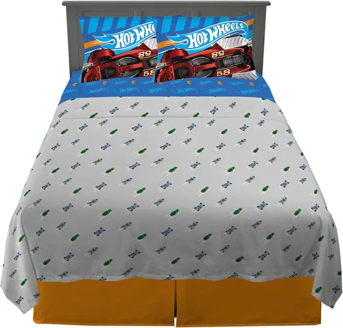 Vista 8 de Franco Ropa de cama para niños Juego de sábanas súper suaves, 3 piezas, tamaño individual, Hot Wheels