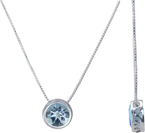 Vista 9 de Silver Slider Solitaire Necklace, 16" or 18" Box Chain; Handmade Birthstone Pendant with Emerald, Sapphire, Garnet, and More Gemstones for women by