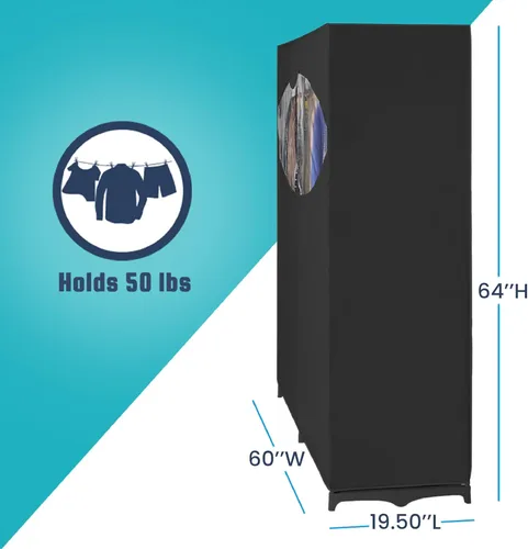 Vista 5 de Closet de Polypro para ropa, de 60 pulgadas, color blanco, de Whitmor, Tela, Negro, 60-pulgada