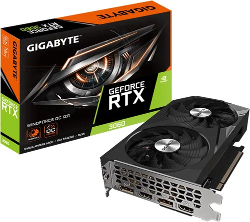 Vista 12 de GIGABYTE Tarjeta gráfica GeForce RTX 3060 Gaming OC 12G (REV2.0), 3 ventiladores WINDFORCE, 12 GB 192 bits GDDR6, tarjeta de video GV-N3060