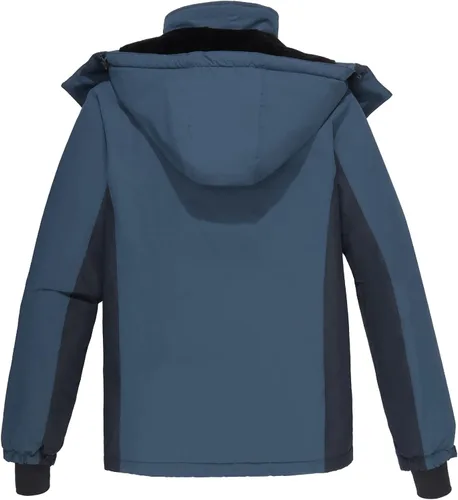 Vista 5 de CAMEL CROWN Chaqueta de Esquí Impermeable de Nieve de Montaña para Hombre con Capucha Desmontable Resistente al Viento Parka de Forro Polar Chaqueta