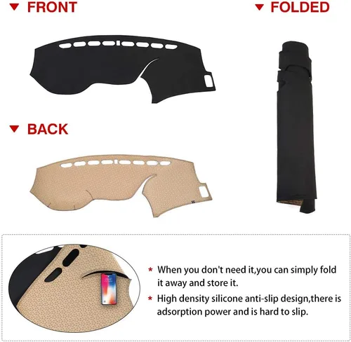 Vista 7 de CARTIST Tapete Protector para Tablero para 2013-2015 2016 2017 Honda Accord Accesorios - Tapete para Salpicadero, Franela, Tapete para Tablero