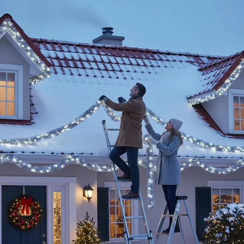 Vista 41 de Ceenna 4 guirnaldas de oropel de Navidad de 32.8 pies con 100 luces LED de 32.8 pies para colgar en la pared, árbol de Navidad, decoración