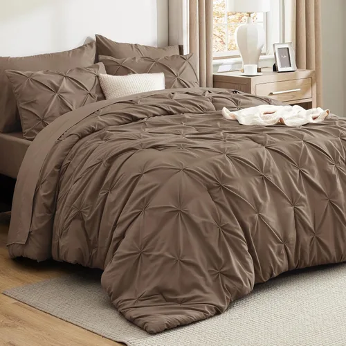 Vista 29 de Bedsure Juego de edredón tamaño King extragrande gris - Juego de ropa de cama en una bolsa de 7 piezas, juego de cama pintuck GentleSoft™ gris