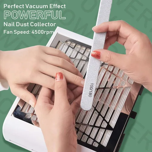 Vista 2 de BQAN Colector de polvo de uñas, colector de polvo de 40 W, suministros técnicos de uñas, extractor de polvo con 1 cepillo de polvo, ventilador