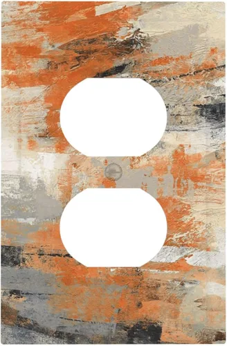 Vista 98 de Cubierta de Toma Duplex de 1 Banda Decorativa con Diseño de Puesta de Sol Abstracto y Arcoíris, Placa Frontal Eléctrica, Interruptor de Luz Único