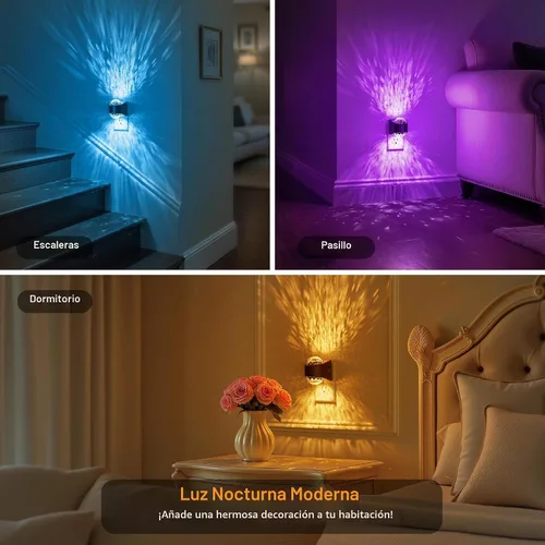 Vista 6 de JandCase - Luces nocturnas enchufables a la pared, proyector de estrellas