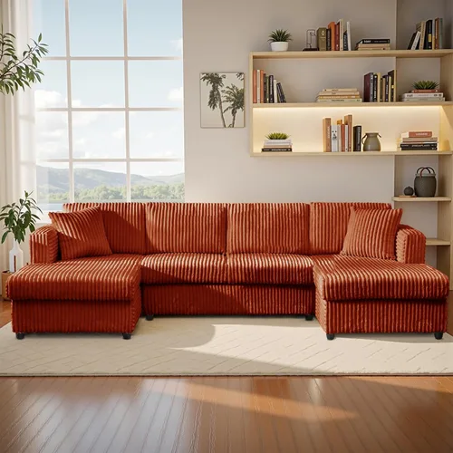 Sofá seccional modular en forma de U "123", dos chaise lounge en forma de L con 2 sofás seccionales Cloud Couch con dos almohadas, sofás para sala
