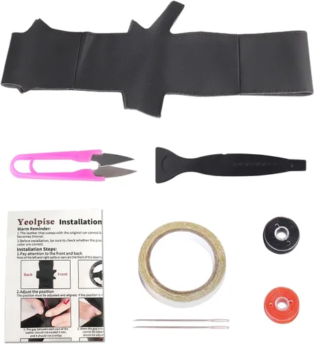 Vista 2 de Funda de Volante de Microfibra de Cuero Cosida a Mano, Compatible con Mazda 3 2017 2018/Mazda CX-5 2017-2020/Mazda 6/CX-9 2016-2020/CX-3 2018 2019