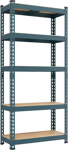 Vista 18 de Yaheetech Estantes de almacenamiento, estantería de metal ajustable resistente de 5 niveles, estante industrial para garaje, almacén, despensa, Negro