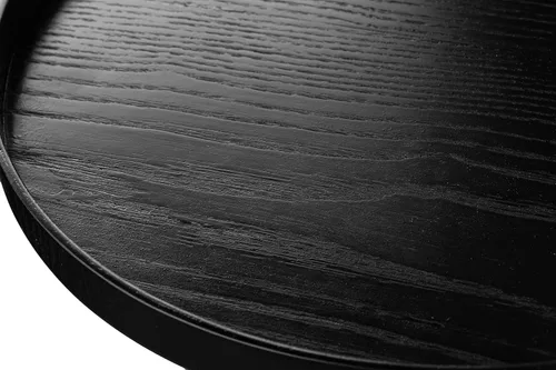 Vista 6 de Bandeja redonda de madera maciza para servir, extra grande, para té, café, aperitivos, comidas, plato antideslizante para cocina, fiesta, bar