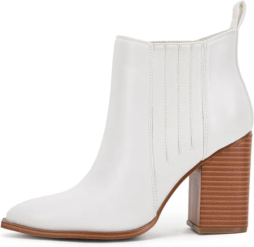 Vista 2 de Botines de tacón de bloque medio apilados con punta puntiaguda para mujer