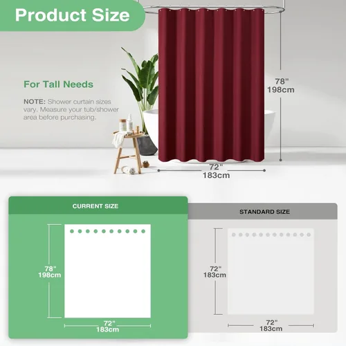 Vista 177 de Cortina de ducha de tela Dynamene verde oscuro - Cortinas de baño de tela de nido de abeja texturizadas resistentes, juego de cortinas de baño