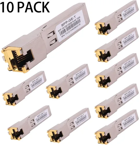 Vista 2 de 10 unidades 1000BASE-T Gigabit SFP a RJ45 transceptor modular de cobre Ethernet para Cisco, Meraki, Ubiquiti, D/TP Link, Supermicro, Netgear
