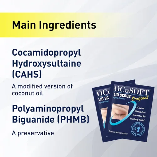 Vista 4 de Ocusoft Limpiador de Párpados Original 30 Unidades con 5 Almohadillas Extra Inflation Buster