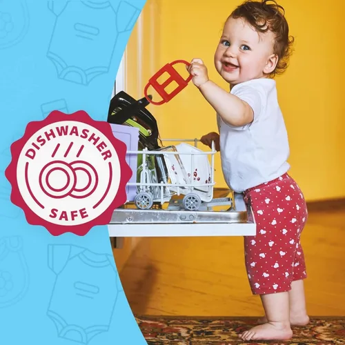 Vista 3 de Impresa Puños para biberones – Compatible con biberones Dr. Brown – Paquete de 4 unidades rosas que se adaptan a 2.5 pulgadas de diámetro – Asas