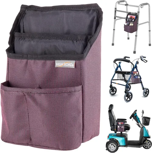 Vista 9 de High Road Bolsa compacta para andar, mochila lateral para silla de ruedas y bolsa para scooter con bolsillos de fácil acceso y correas ajustables