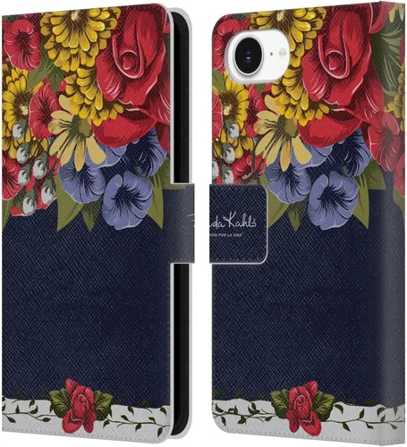 Vista 168 de Head Case Designs Funda con licencia oficial de Frida Kahlo Portrait Red Florals - Funda de piel tipo cartera compatible con Apple iPhone 14 Pro