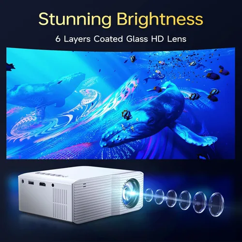 Vista 8 de Proyector con WiFi y Bluetooth, [Native 1080P Upgrade 240 ANSI] KSAN Proyector portátil, mini proyector de películas para uso al aire libre