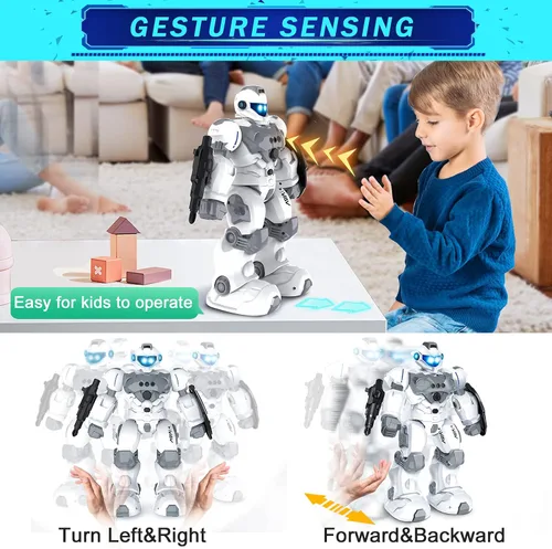 Vista 2 de VAV Juguetes para niños de 6 a 10 años, robot recargable de control remoto, robot RC programable inteligente con detección de gestos de 2.4 GHz