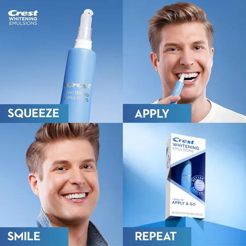 Vista 4 de Crest Kit de gel blanqueador de dientes sin enjuague con luz LED aceleradora, 0.63 onzas + aplicador integrado + dos bolígrafos blanqueadores