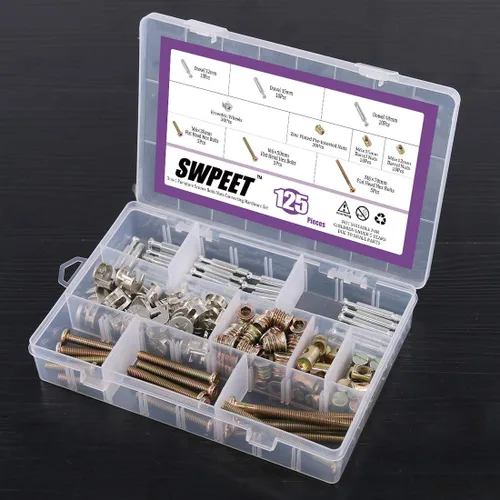 Vista 4 de Kit de tornillos de cuna de conexión de tuerca 3 en 1, accesorio de leva con montaje excéntrico para muebles, conexión lateral de muebles, tornillo