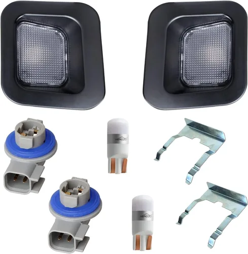Vista 5 de HERCOO Luces de Placa de Matrícula Lente de Lámpara Clips Negros Carcasa Compatible con Dodge Ram 1500 2500 3500 2003-2018 Camioneta Pickup Escalón