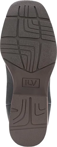 Vista 6 de IUV Botas vaqueras para hombre, botas occidentales tradicionales con bandera estadounidense, retro, punta cuadrada, botas de trabajo de campo