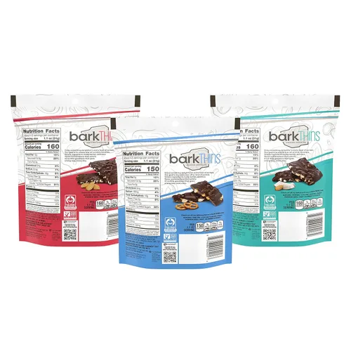 Vista 2 de barkTHINS Sal marina de almendras, sal marina de pretzel, chocolate negro de coco y almendras, chocolate negro, comercio justo y sin OMG, bolsas
