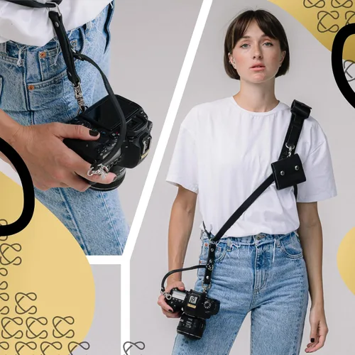 Vista 3 de C Coiro Leather Camera Strap for One Camera Professional Single Leather Harness Shoulder Strap Quick Release