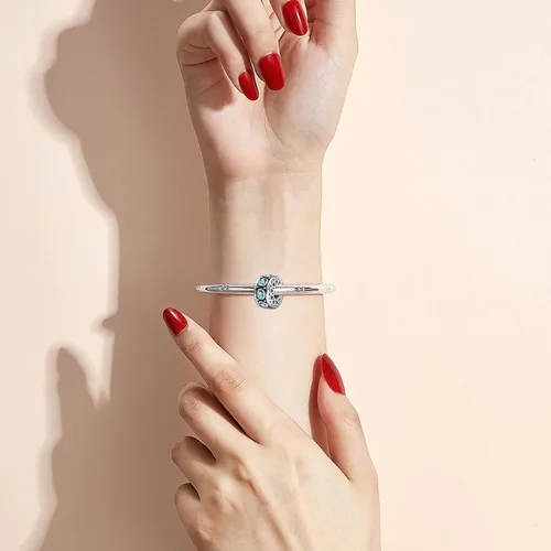 Vista 3 de KunBead - Dijes de corazón con piedra de nacimiento de enero a diciembre para cumpleaños, compatibles con pulsera Pandora para mamá, hija, abuela