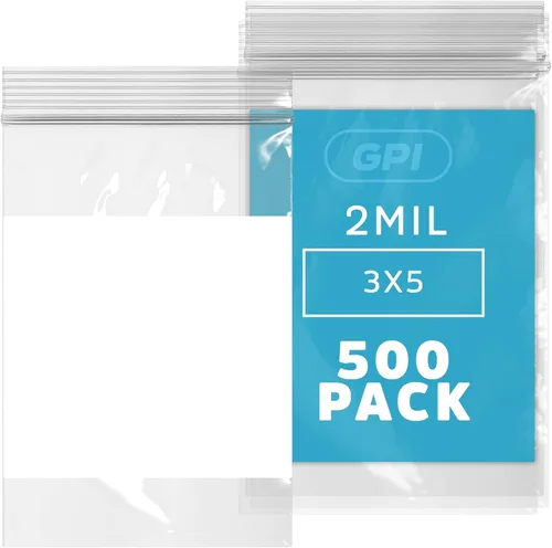 Vista 25 de GPI - Mini bolsas con cremallera de 1 x 1 pulgada, paquete de 100 bolsas de plástico transparente con cierre con cremallera con bloque blanco