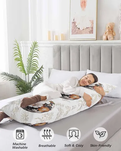 Vista 4 de Lujosa funda de almohada corporal de calabazas, fundas de almohada suaves decorativas de lujo para sofá, cojín lumbar largo, cierre de sobre, otoño