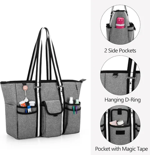 Vista 3 de CURMIO Nurse Tote Bag with Additional Bottom Support for Home Health Care, Clinical Bag for Nursing Students, Doctors, Medical Assistants
