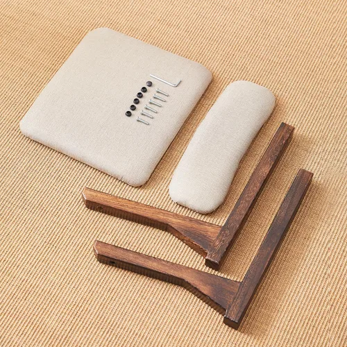 Vista 8 de Silla de Meditación con Respaldo, Silla Japonesa de Piso, Apoyo Dorsal para el Suelo, Asiento de Piso, Asientos de Suelo de Tatami