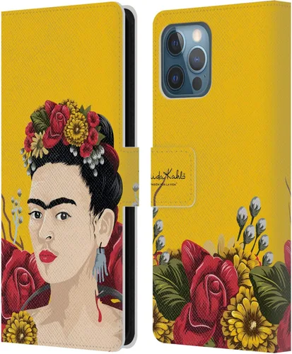 Vista 51 de Head Case Designs Funda con licencia oficial de Frida Kahlo Portrait Red Florals - Funda de piel tipo cartera compatible con Apple iPhone 14 Pro