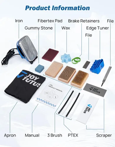 Vista 5 de JOYTUTUS Professional Ski & Snowboard Tuning and Waxing Kit - Complete All-in-One Set with Wax Iron, All Temperature Wax, Edge Tuner, Brush
