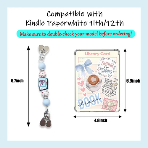 Vista 2 de 6 PIEZAS 17,27 cm x 12,19 cm Fundas de respaldo transparentes Compatibles para Kindle Paperwhite 11ª-12ª generación, color suave con correa
