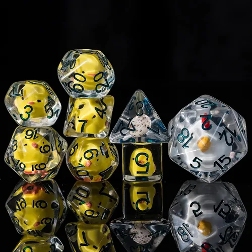 Cusdie 8 dados DND, juego de dados poliédricos rellenos de animales, juego de dados de animales para juegos de rol, dados D&D (8 piezas de pollo