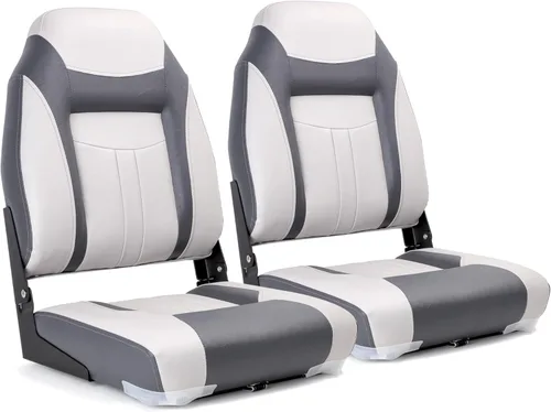 Vista 13 de NORTHCAPTAIN S1 Deluxe - Un par de asientos de barco de pesca plegables con respaldo alto/respaldo bajo, tornillos de acero inoxidable incluidos