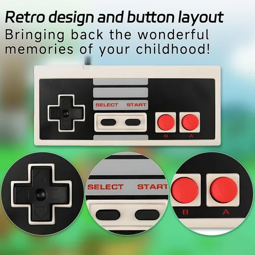 Vista 3 de Classic Wired Controllers 2-Pack for Mini Console & Classic Edition 2016/2018 Remake, 9.8FT Cables, Fully Compatible with Windows