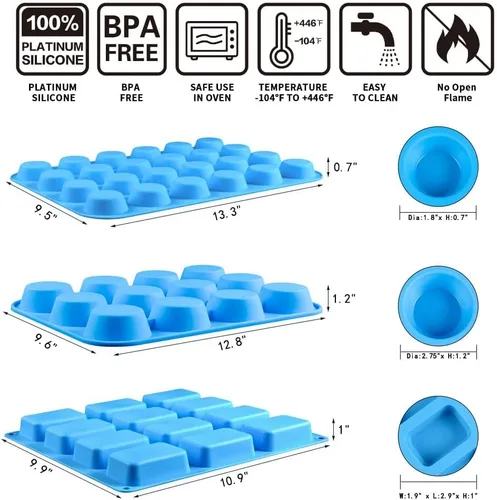 Vista 6 de CAKETIME Molde de silicona para magdalenas - Molde para magdalenas, molde mini para pan de silicona, moldes de silicona para hornear de grado