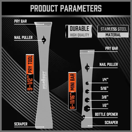 Vista 2 de HORUSDY Juego de 2 barras de palanca raspadoras, barras de palanca planas de acero inoxidable con función de destornillador hexagonal, extractor