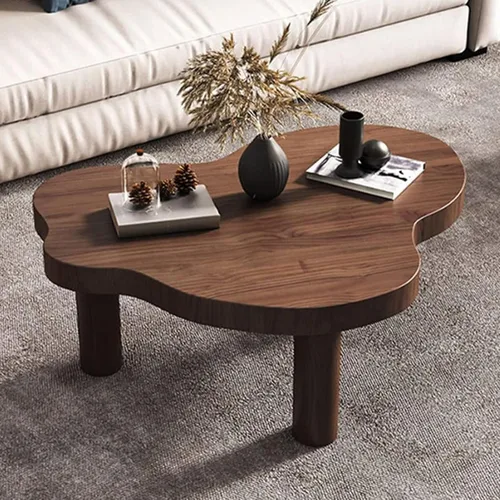 Vista 10 de Mesa de centro Cloud de madera maciza irregular, con forma de nube, decoración de mesa auxiliar con 3 patas, bonita mesa auxiliar redonda moderna