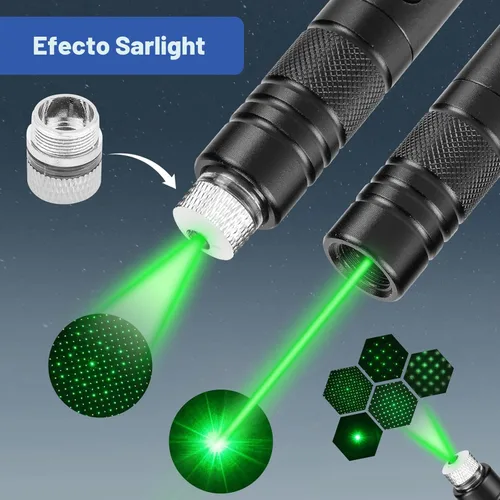 Vista 2 de Puntero láser verde de alta potencia, haz láser recargable de largo alcance, carga USB, para senderismo, presentaciones y uso al aire libre