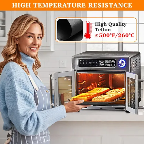 Vista 6 de 5 piezas de esteras de teflón para forro de horno para la freidora de aire de puerta francesa de 26 QT Emeril Lagasse 360, forros de freidora