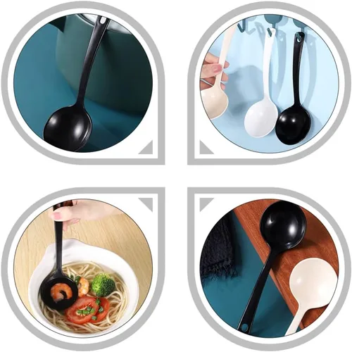 Vista 7 de UPKOCH Cucharas de sopa desechables grandes de plástico, cucharón de papilla, cucharón de papilla, cucharas para servir cucharas para fideos ramen