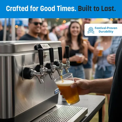 Vista 6 de Jockey Box, 4 grifos, entrada trasera, acero inoxidable