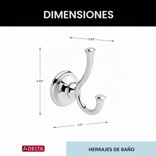 Vista 6 de Toallero de gancho doble "Cassidy" de Delta Faucet, 79735-SS