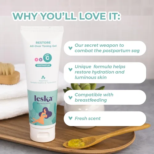 Vista 3 de Leska Maternity Stage C Set 2 Pack Bundle Resture All-Over Toning Gel l (posparto) Parte de un sistema completo de cuidado de la piel